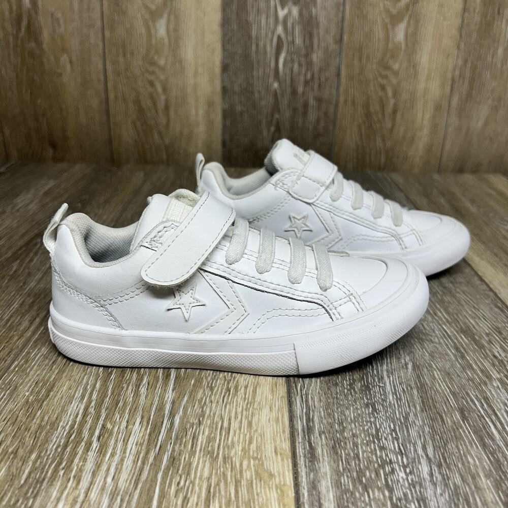 Converse Day One Court Youth US Size 12 Triple White Leather Sneaker Shoes